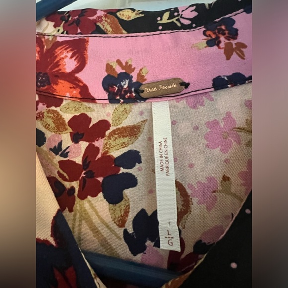 FREE PEOPLE JACKIE PRINT MAXI BLOUSE IN BLUSH - Picture 3 of 4